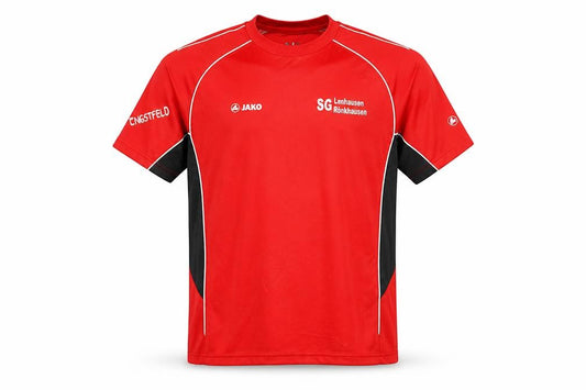 Front view of Jako Men's Red Football Jersey T-Shirt Large