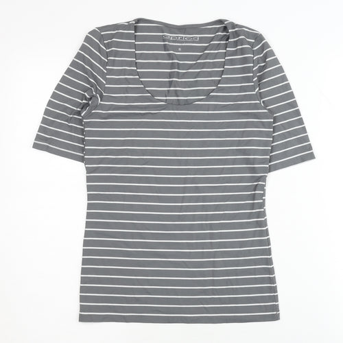 Apriori Women's Grey Striped T-Shirt XS