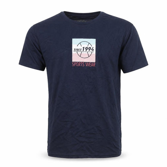 Front view of Identic Men's Blue M Graphic Print T-Shirt Sports