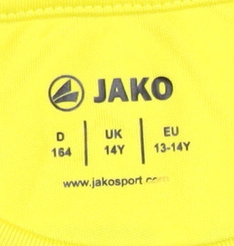 JAKO Boys Yellow Football Jersey T-Shirt, Size 14 Years