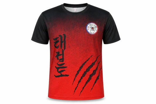 Front view of Sublim Art Men's Red Black Graphic Print Jersey T-Shirt