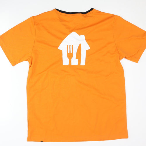 Just Eat Men's Orange V-Neck Polyester T-Shirt - Size L