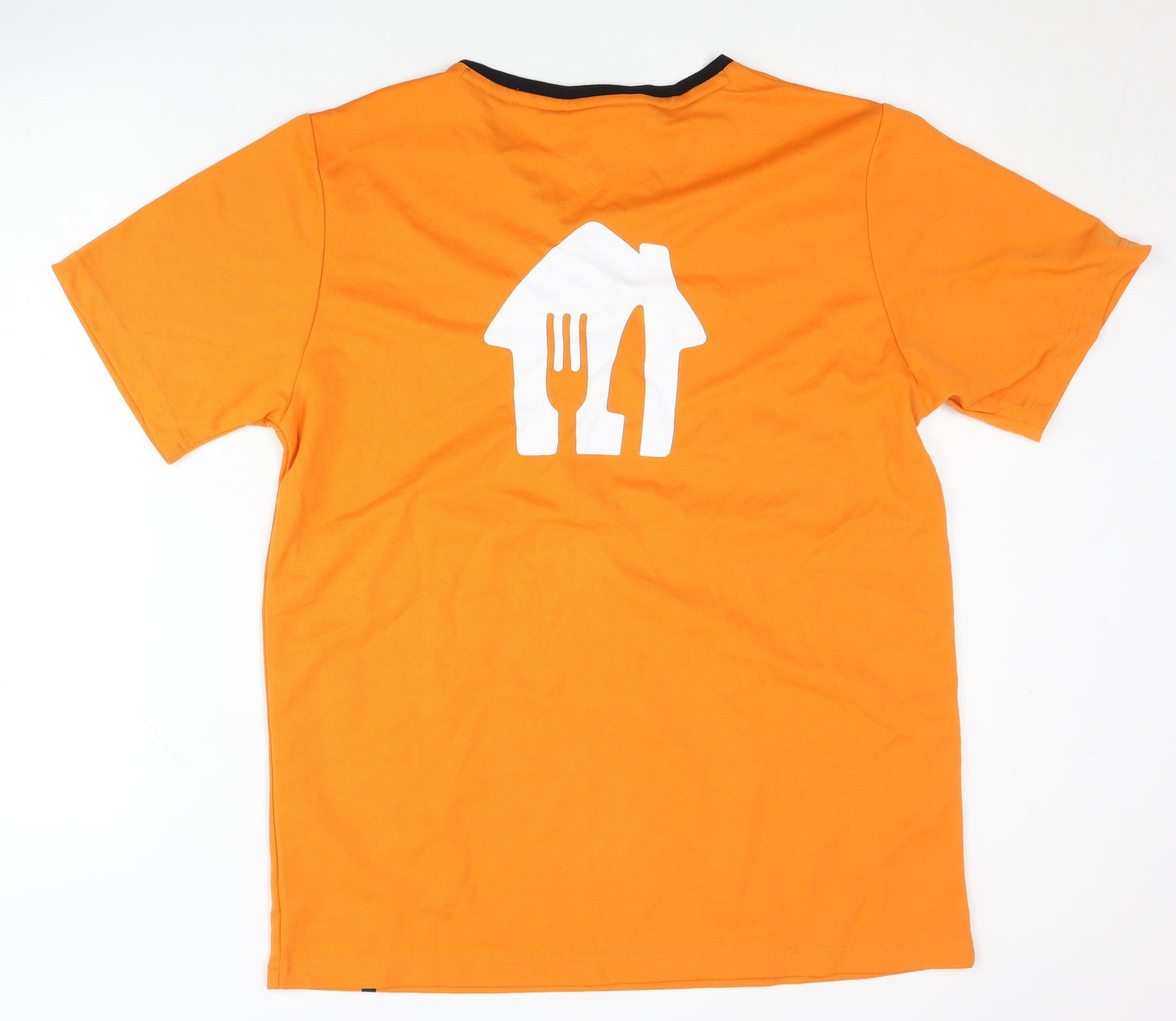 Just Eat Men's Orange V-Neck Polyester T-Shirt - Size L