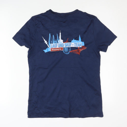 Hanes Blue Unisex Activewear T-Shirt M Crew Neck