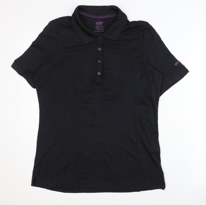 Crivit Women's Black Polo Activewear Top Size 14