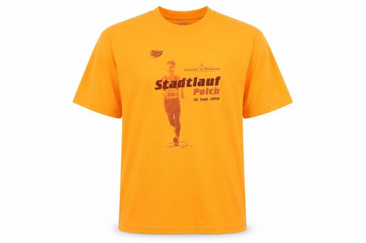 Front view of Newline Men's Orange Running T-Shirt, L, Quick Dry