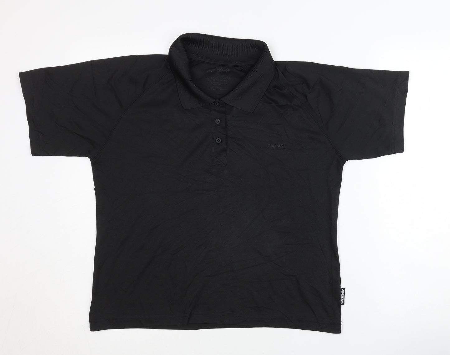 ANZON7 Unisex Black Polo Shirt, Regular Fit, Lightweight