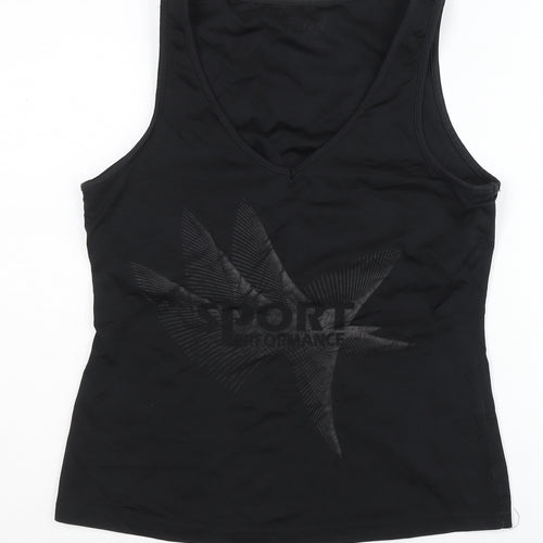 Crivit Women's Black Tank Top Size 10 V-Neck