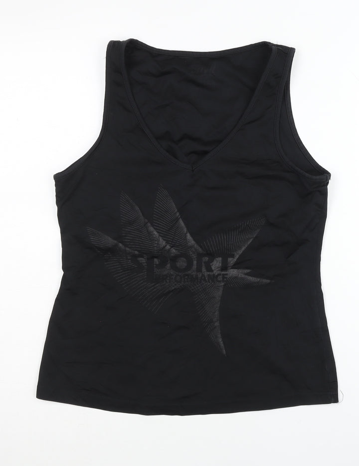 Crivit Women's Black Tank Top Size 10 V-Neck