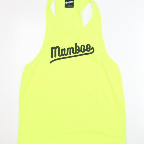 Mamboo Men's Yellow Tank Top, S - Athletic Fit, Logo Accent