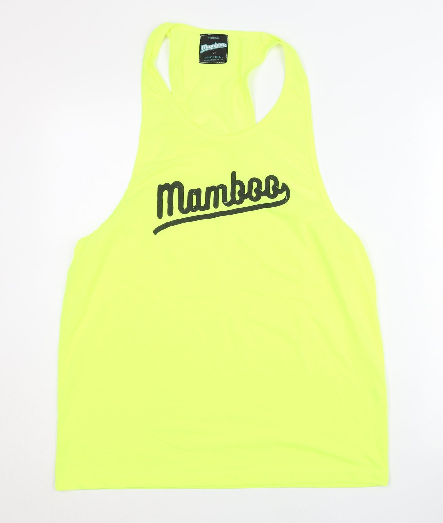 Mamboo Men's Yellow Tank Top, S - Athletic Fit, Logo Accent