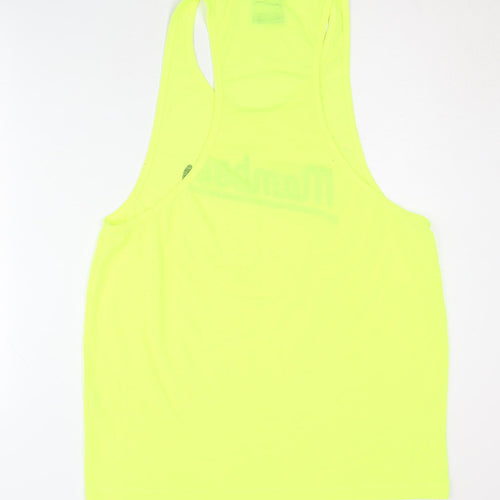 Mamboo Men's Yellow Tank Top, S - Athletic Fit, Logo Accent