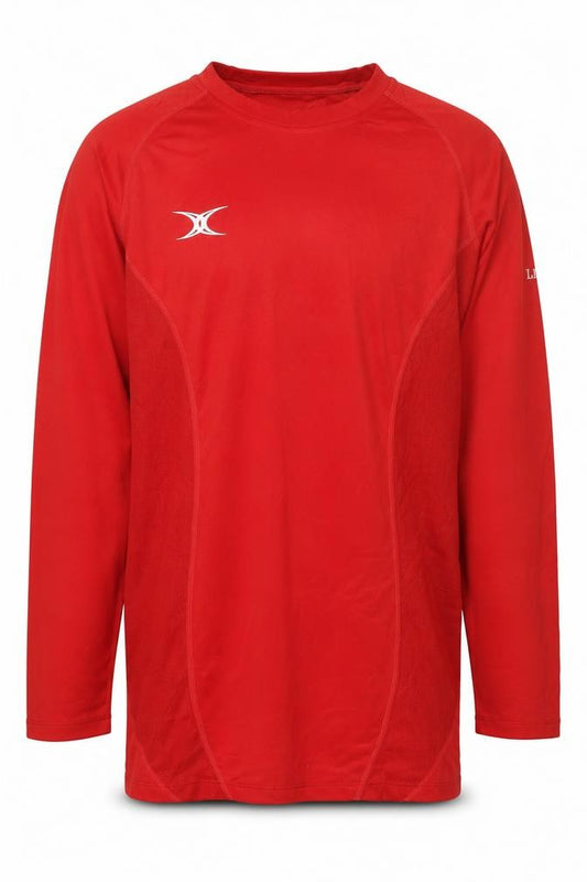 Front view of Gilbert Men's Red Long Sleeve Active Top XL