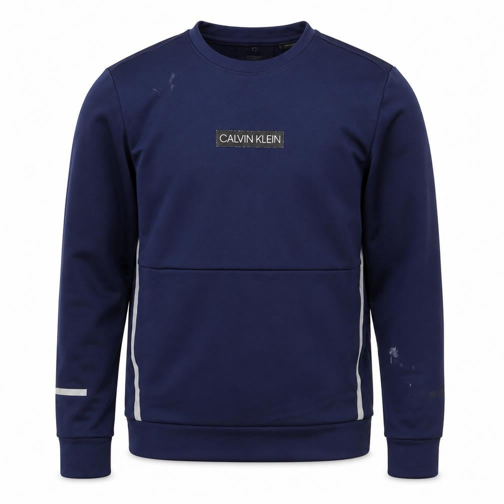 Front view of Calvin Klein Men's Blue Pullover Sweatshirt S
