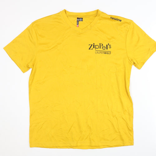 Newline Yellow Men's M Jersey T-Shirt V-Neck Running