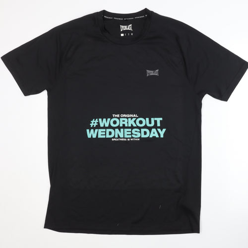 Everlast Men's Black Gym T-Shirt, Size L, Logo Print