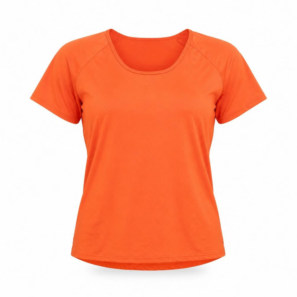 Front view of WorkOut Women's Orange XS Pullover T-Shirt
