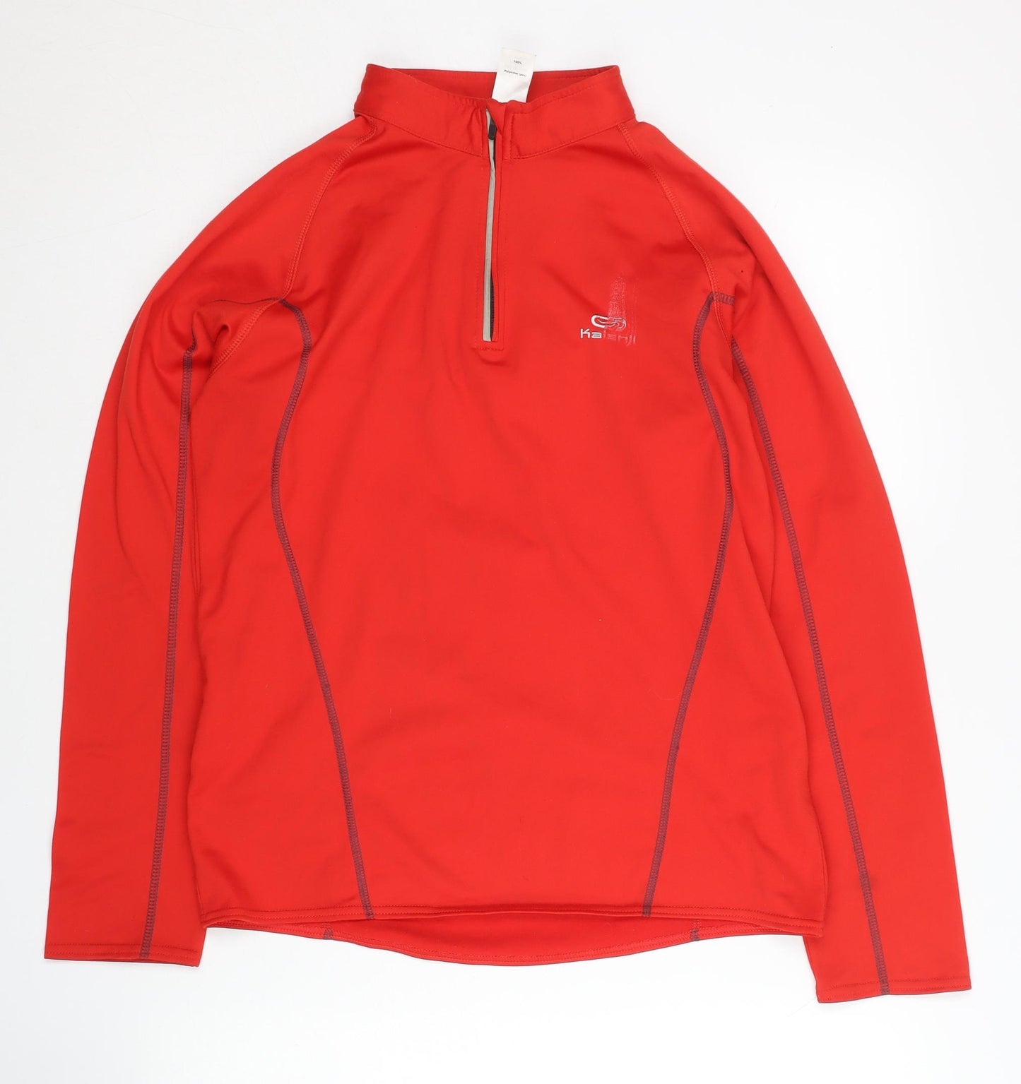 Kalenji Unisex Red 1/4 Zip Running Top S