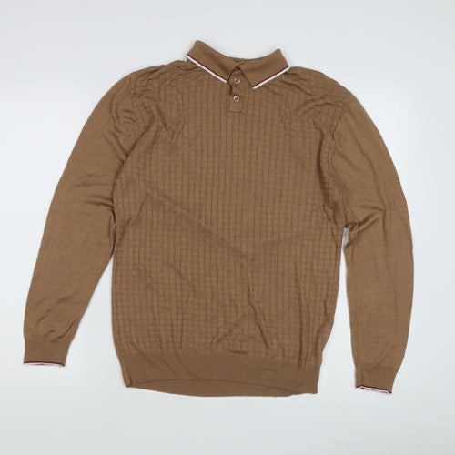 River Island Men's Brown Cable-Knit Pullover, Size L