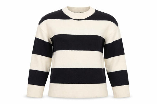 Front view of Divided Women's Black XS Striped jumper