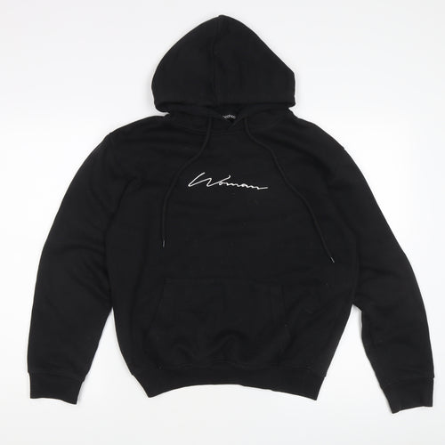 Boohoo Women's Black Pullover Hoodie, S, Cotton Blend