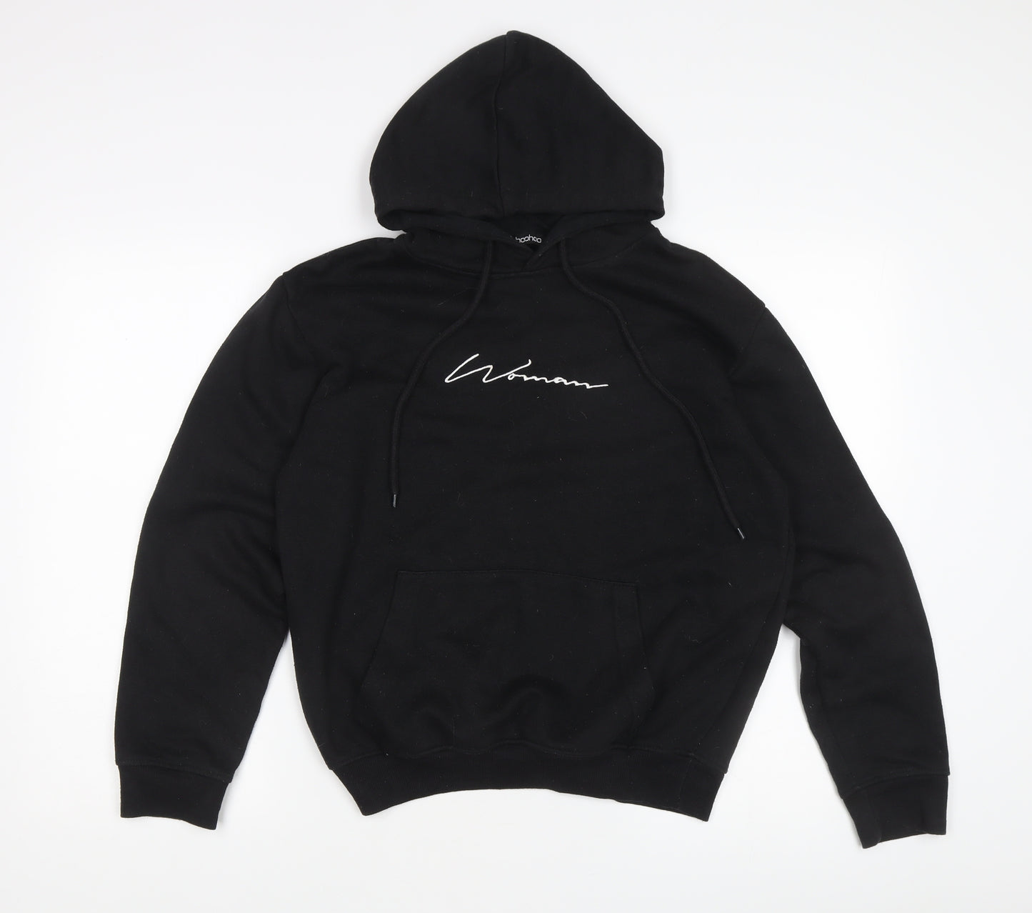 Boohoo Women's Black Pullover Hoodie, S, Cotton Blend