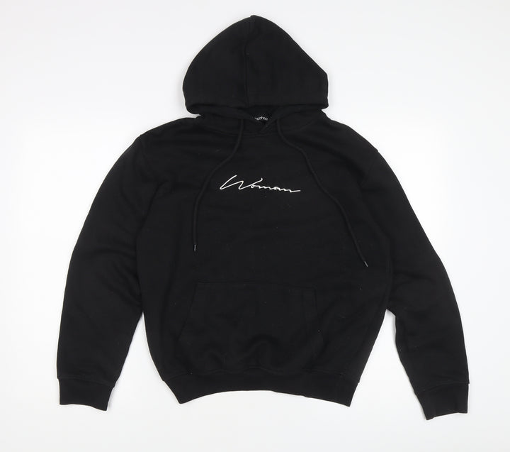 Boohoo Women's Black Pullover Hoodie, S, Cotton Blend