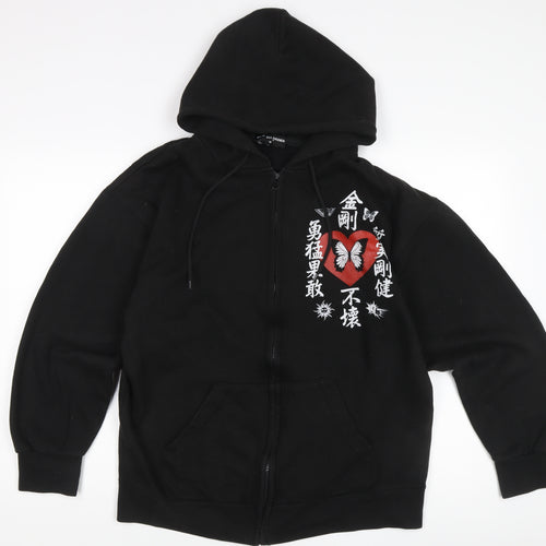 NEW girl ORDER Women's Black Embroidered Hoodie, Size 10