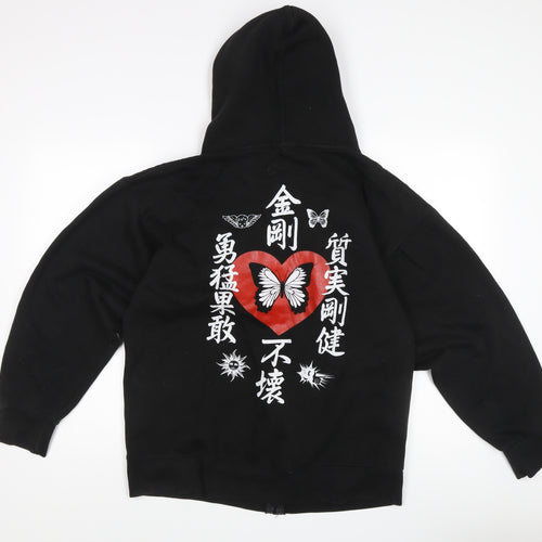 NEW girl ORDER Women's Black Embroidered Hoodie, Size 10