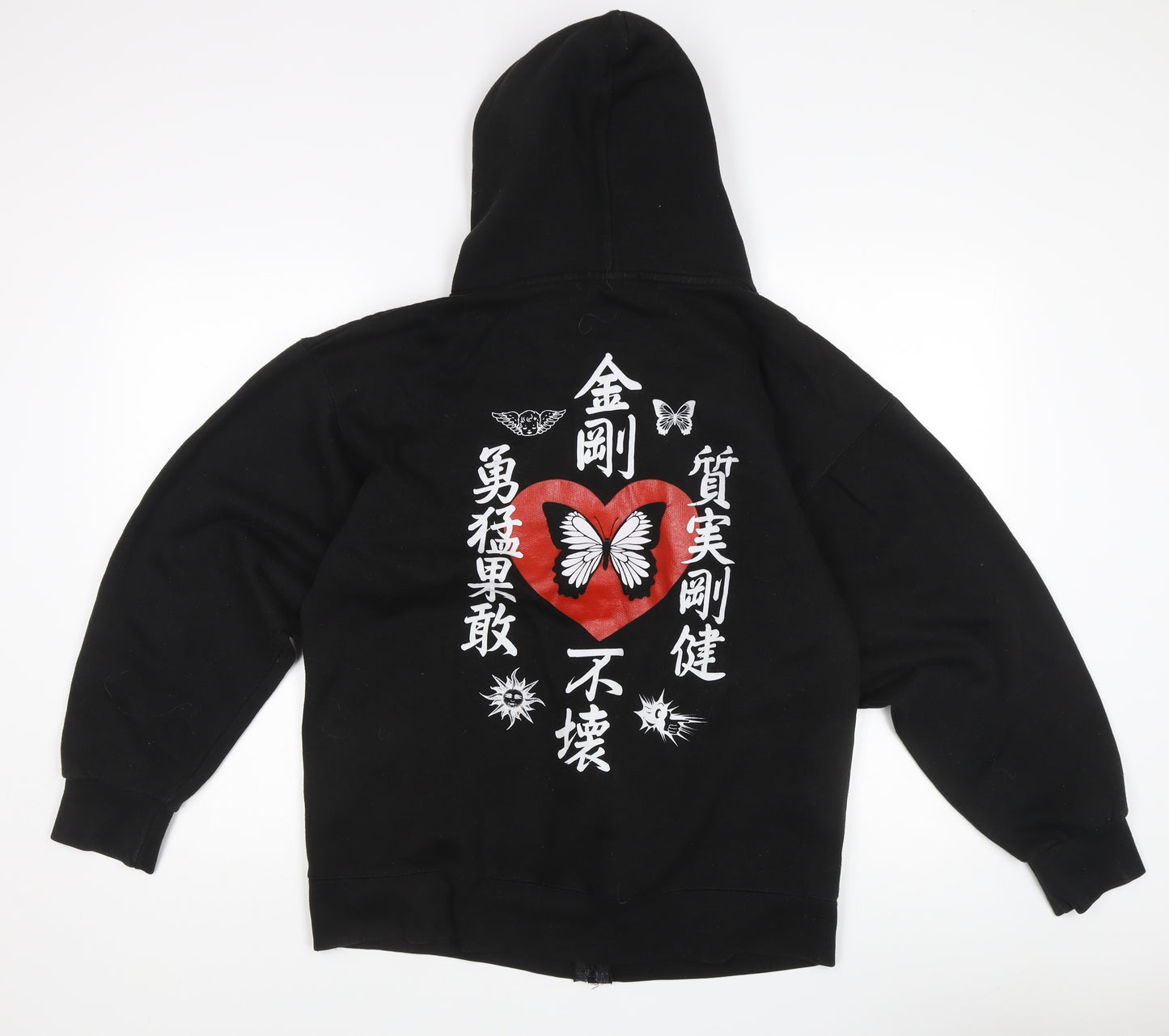 NEW girl ORDER Women's Black Embroidered Hoodie, Size 10