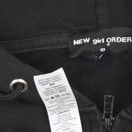 NEW girl ORDER Women's Black Embroidered Hoodie, Size 10