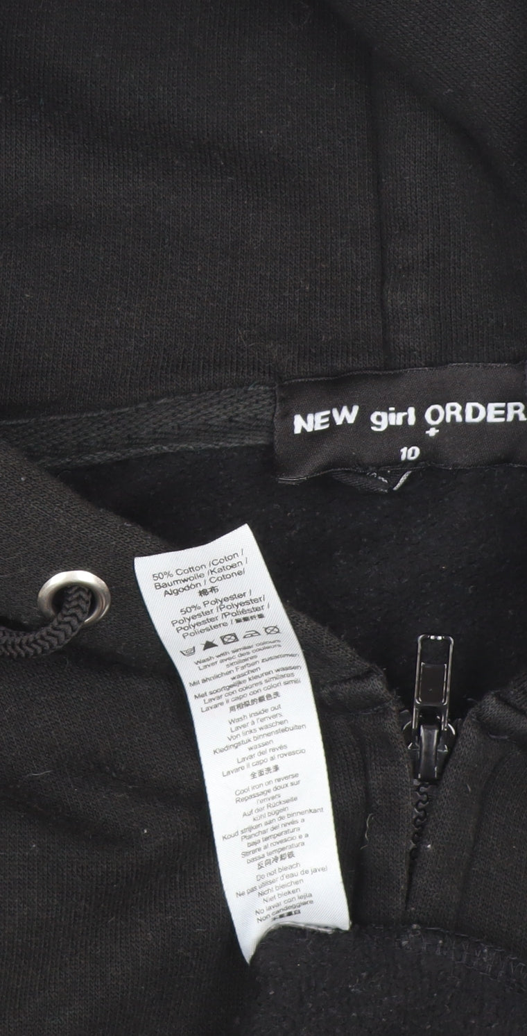 NEW girl ORDER Women's Black Embroidered Hoodie, Size 10