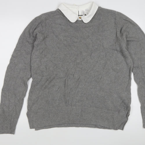 Seraphine Women's Grey Collared Jumper Size 10
