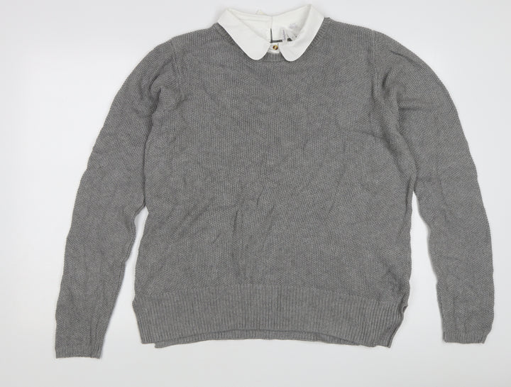 Seraphine Women's Grey Collared Jumper Size 10