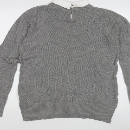 Seraphine Women's Grey Collared Jumper Size 10