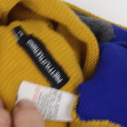 PRETTYLITTLETHING Women's Blue Yellow Mock Neck Jumper
