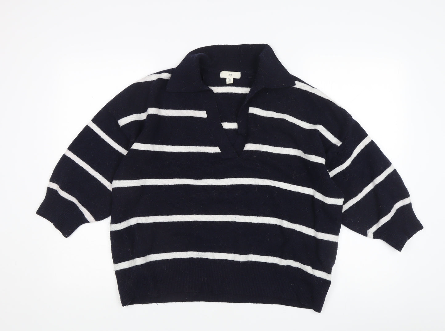 H&M Women's Black Striped Pullover Jumper L