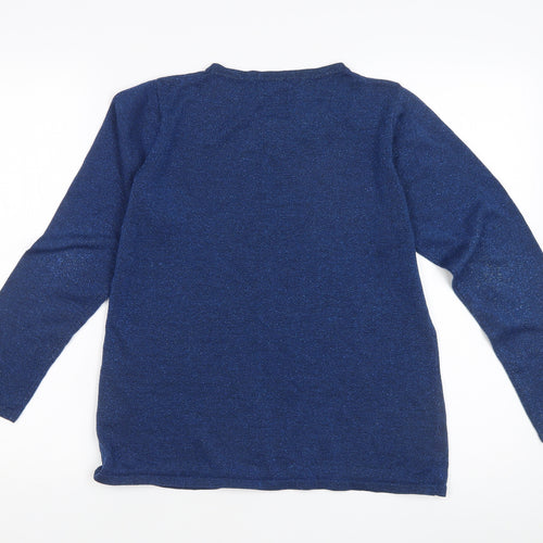 Bm Collection Women's Blue Pullover Beaded Jumper M