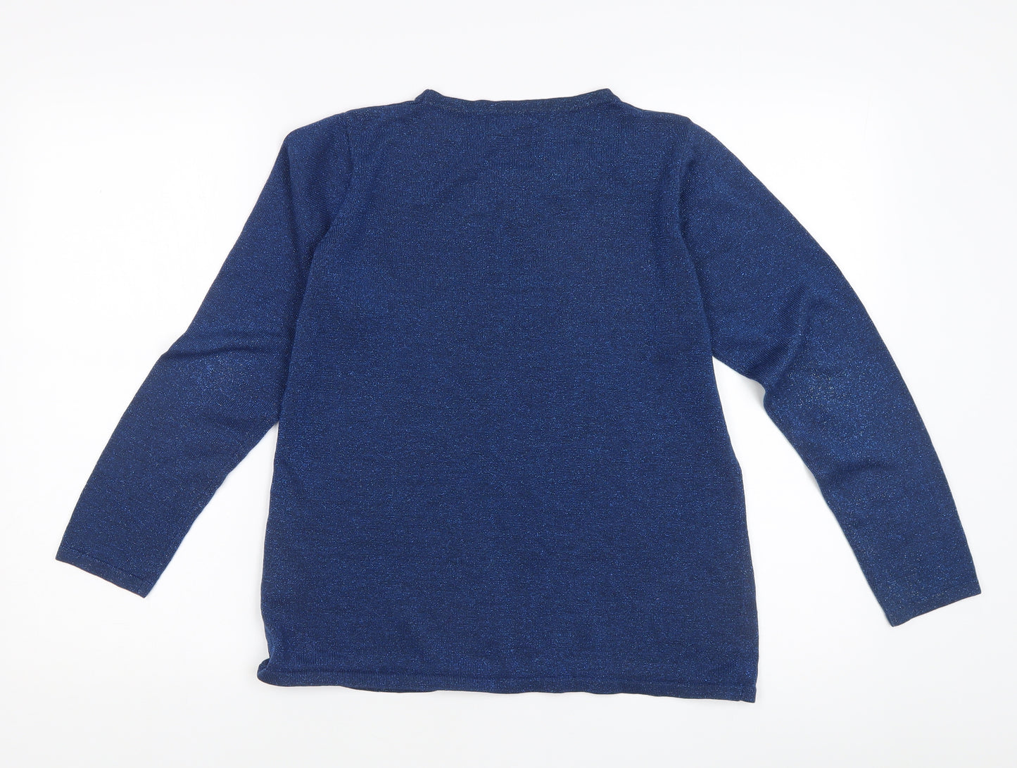Bm Collection Women's Blue Pullover Beaded Jumper M