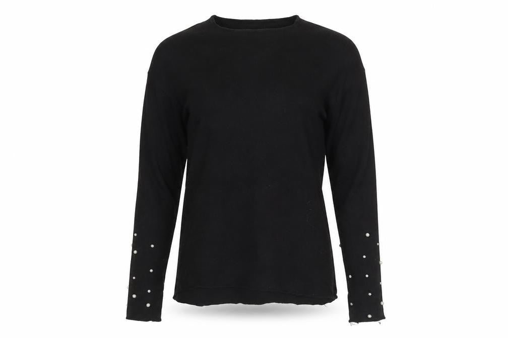 Front view of Zara Women's Black V-Neck Cotton jumper, size 10