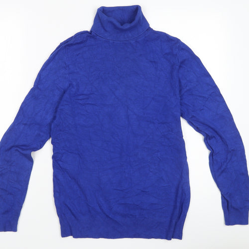 Ann Taylor Women's Blue Roll Neck Jumper L