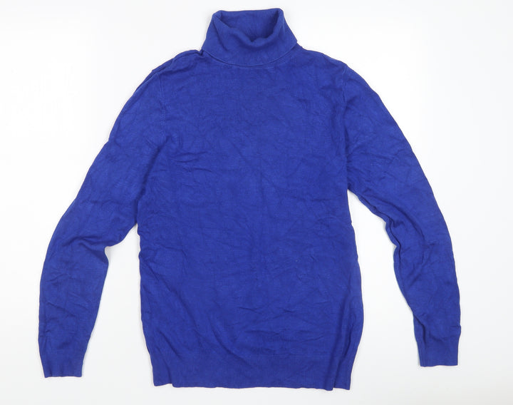 Ann Taylor Women's Blue Roll Neck Jumper L