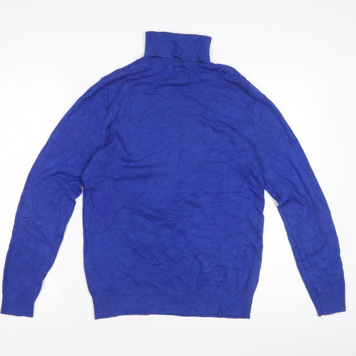 Ann Taylor Women's Blue Roll Neck Jumper L