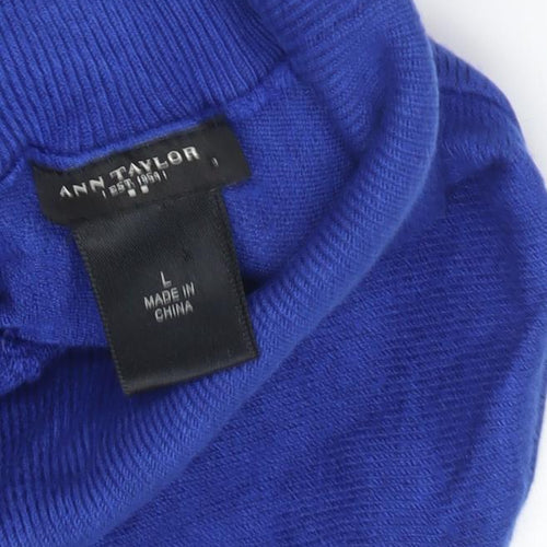 Ann Taylor Women's Blue Roll Neck Jumper L