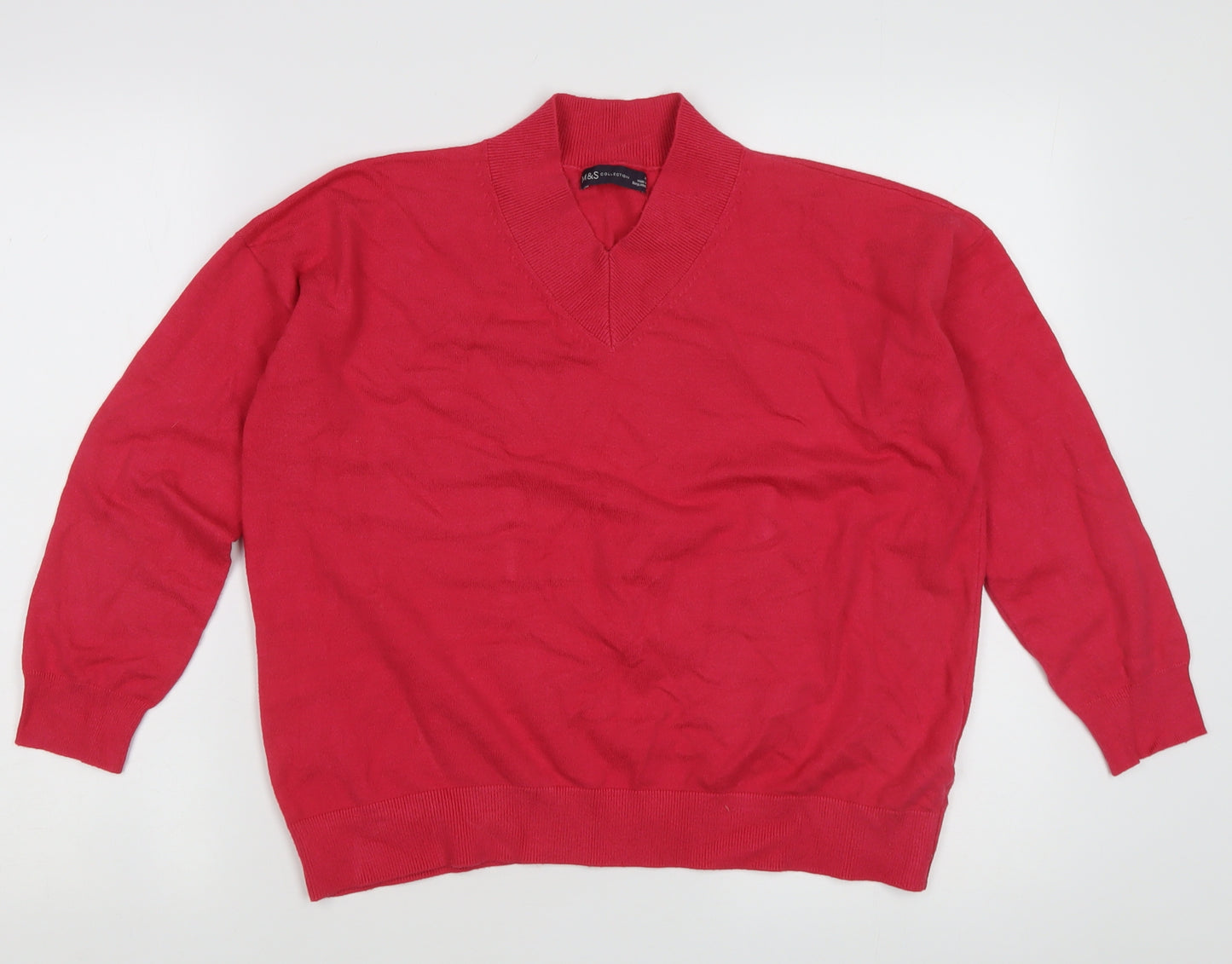 Marks and Spencer Pink V-Neck Women's Medium Jumper