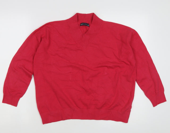 Marks and Spencer Pink V-Neck Women's Medium Jumper