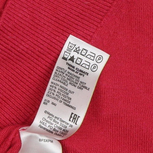Marks and Spencer Pink V-Neck Women's Medium Jumper