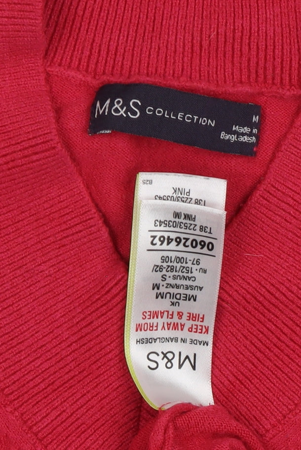 Marks and Spencer Pink V-Neck Women's Medium Jumper