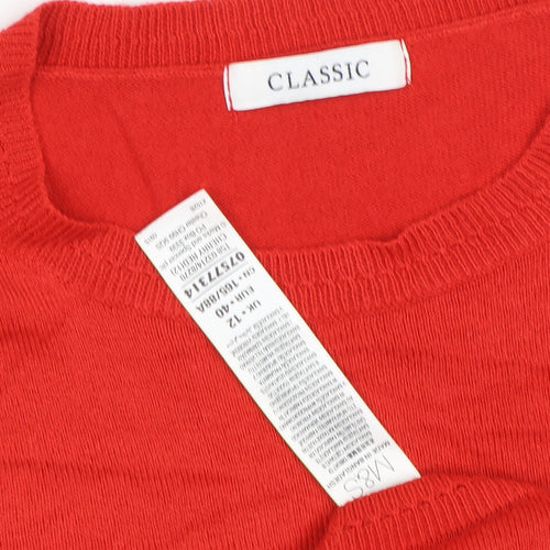 Marks and Spencer Women's Red Crew Neck Jumper, Size 12