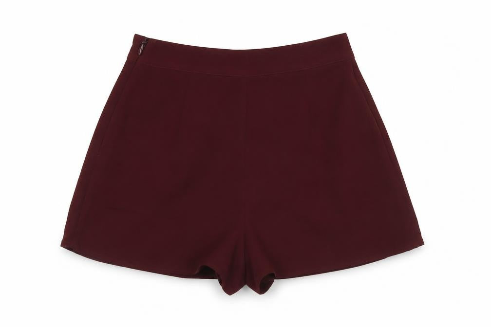 Front view of Topshop Women's Pleated Shorts Red, size 8